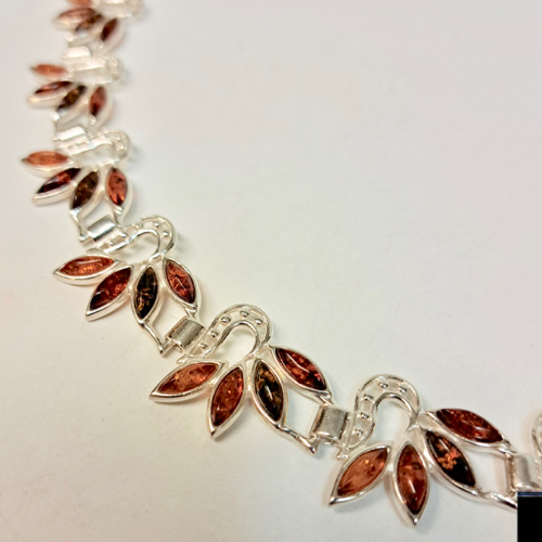 HWG-2390 Bracelet Multi-Color Amber Flower Shapes $160 at Hunter Wolff Gallery